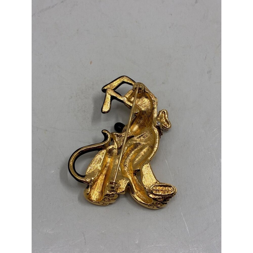 Disney Mickey & Co Gold Pluto Dog Rhinestone Brooch Pin - Picture 2 of 5